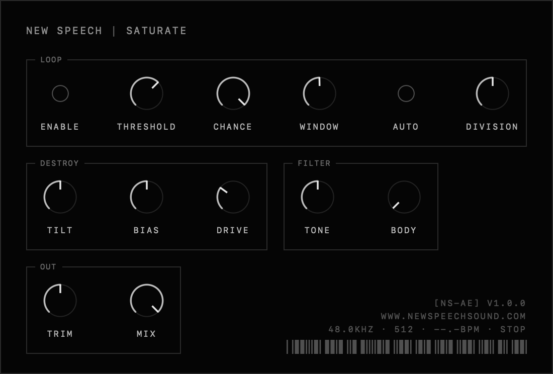 saturate — loop, destroy, filter and out sections in the newspeech plugin ui